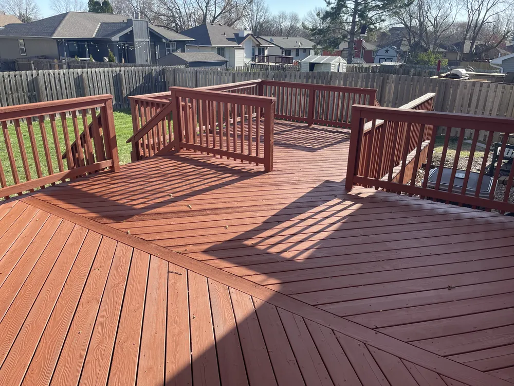 Deck freshly stained a rich color