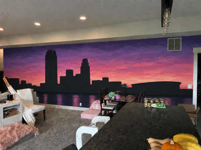 Custom Omaha skyline mural
